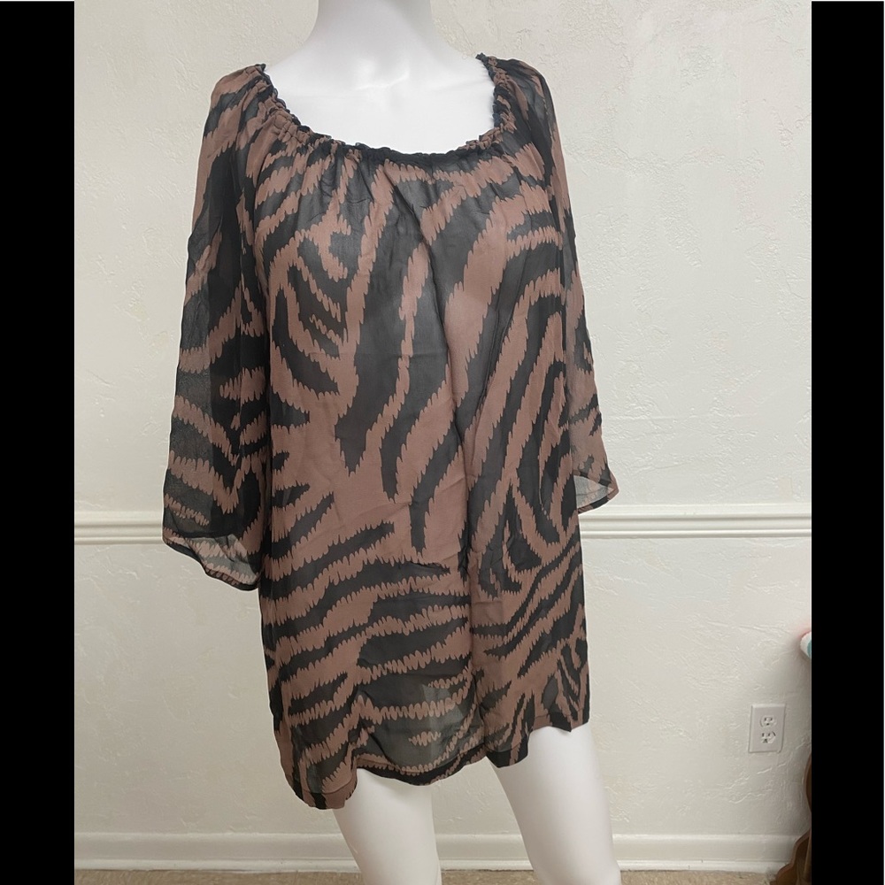 Marc Bouwer Silk Animal print sheer mini dress size Small